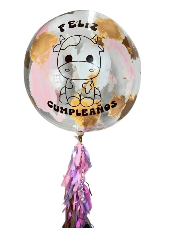 Globo con pintura y silueta de vaquita