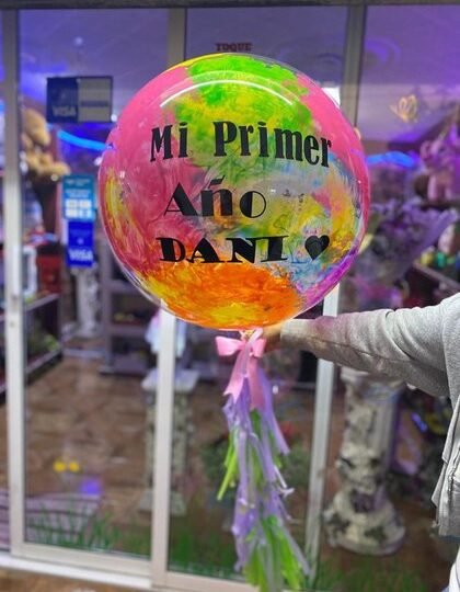 Globo de colores con frase personalizada